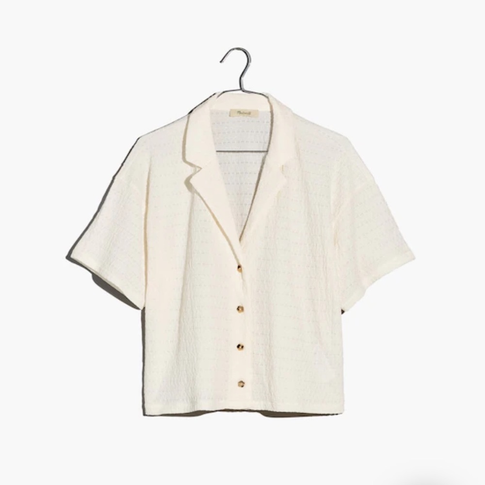 Madewell Crinkle-Knit Button-Front Top Sz Medium